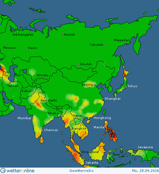 Thunderstorm forecast Asia Thunderstorm Asia today
