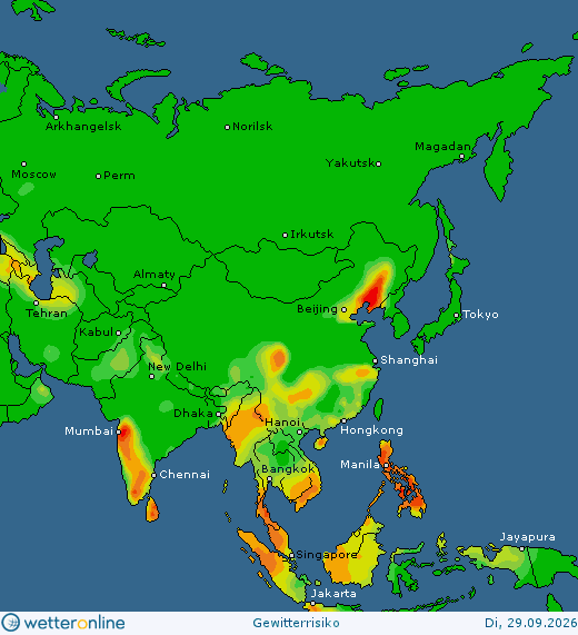 Thunderstorm Asia tomorrow