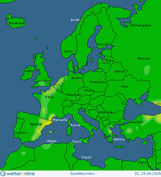 Thunderstorm Probability_20221116_europe Thunderstorm Europe tomorrow