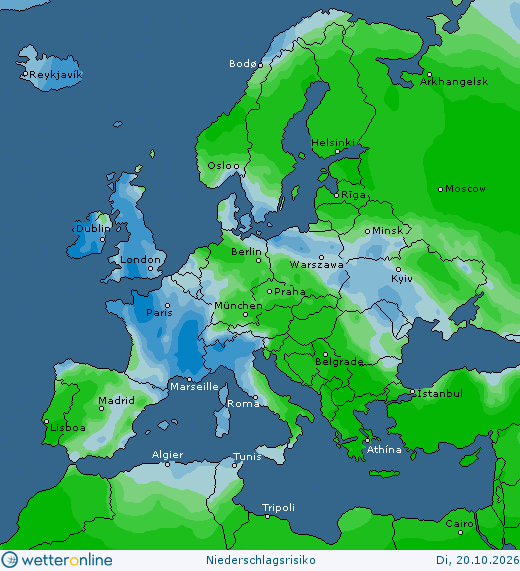 Precipitation probability Europe