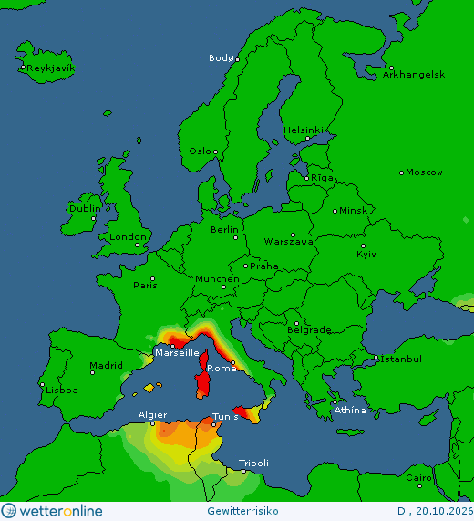 Thunderstorm Europe today